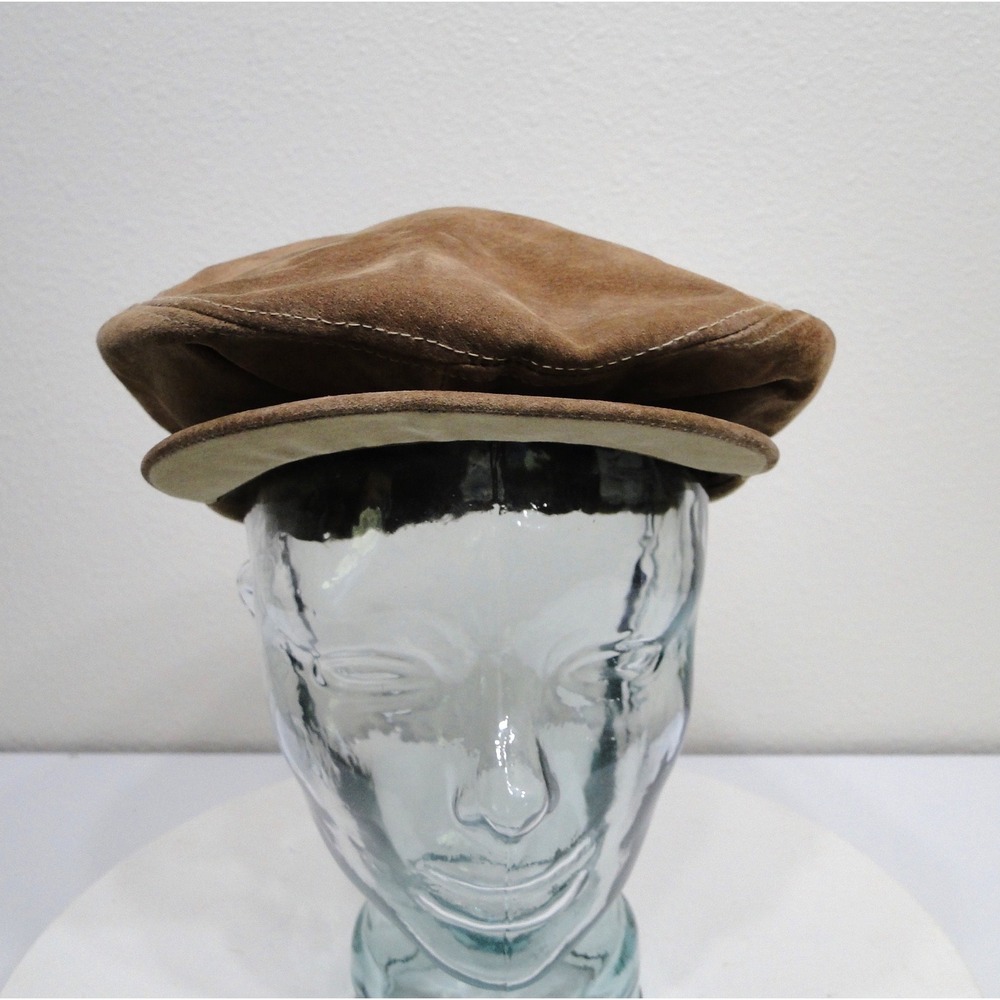 Seifter Associates Mens Brown Genuine Suede Newsboy Flat Cap Hat Made in USA Med